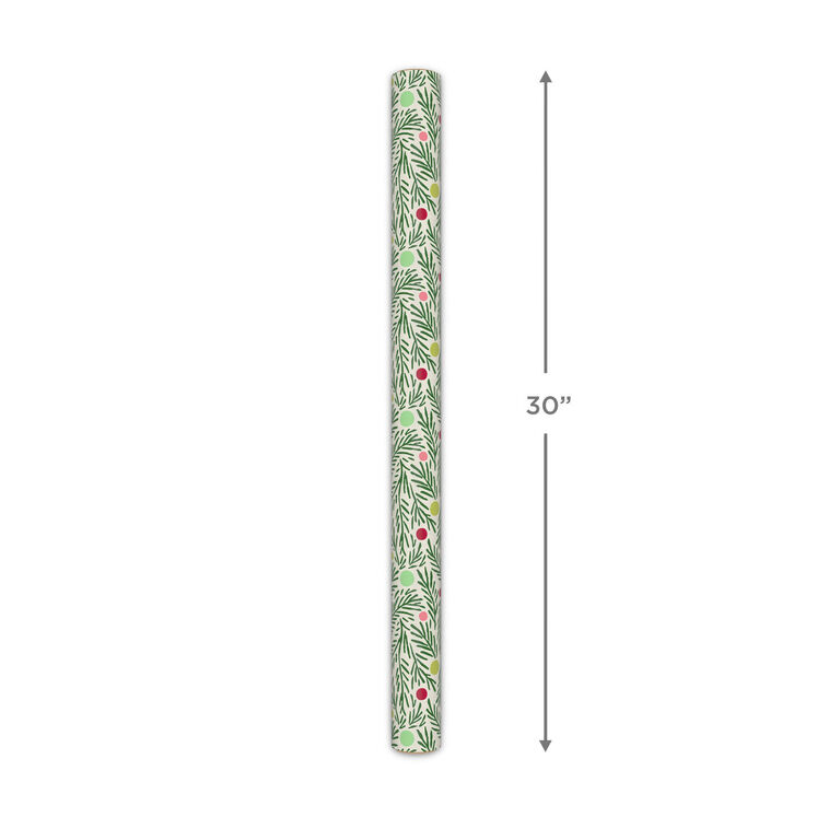 Pine Branches and Dots Holiday Wrapping Paper Measurement image number 5