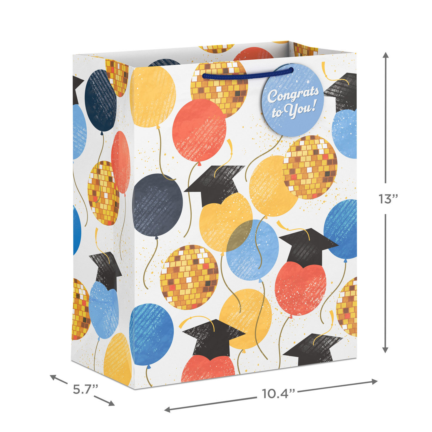Balloons, Disco Balls and Grad Caps Large Gift Bag measurement image number 3