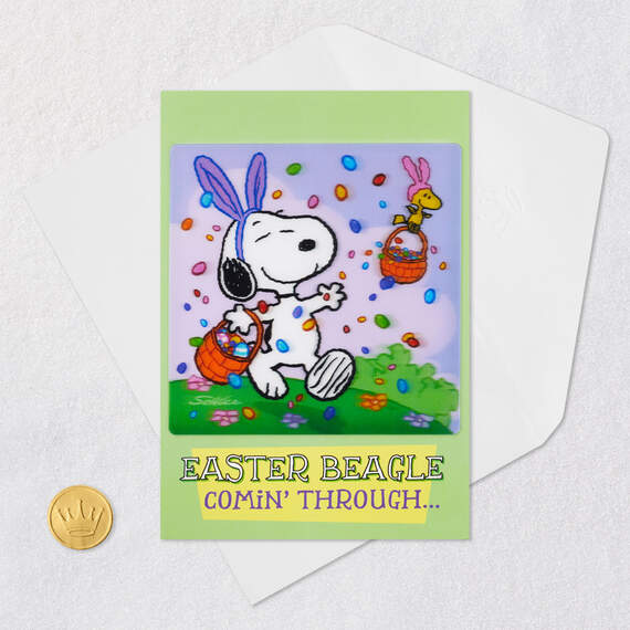 Peanuts® Snoopy and Woodstock Easter Beagle Easter Card, , large image number 5