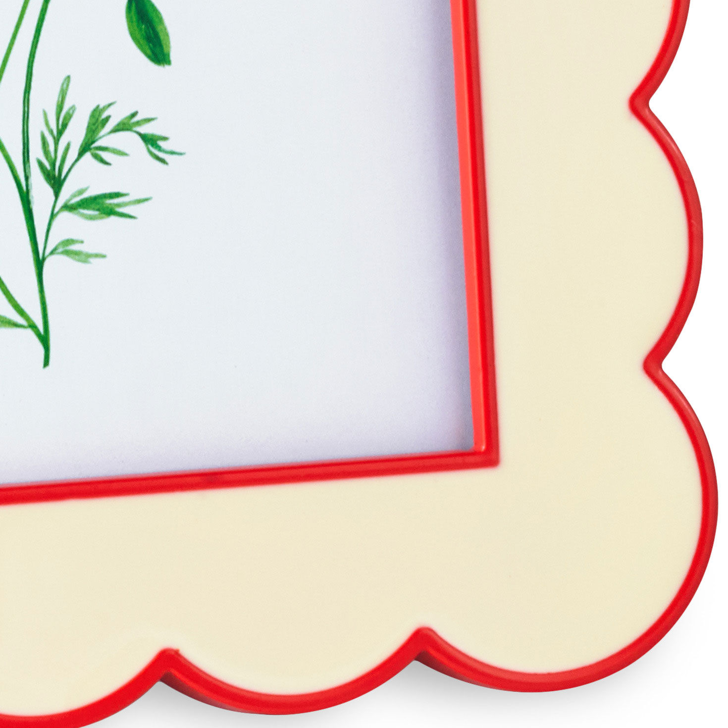 Red and Cream Scallop Edge Square Picture Frame closeup view image number 4