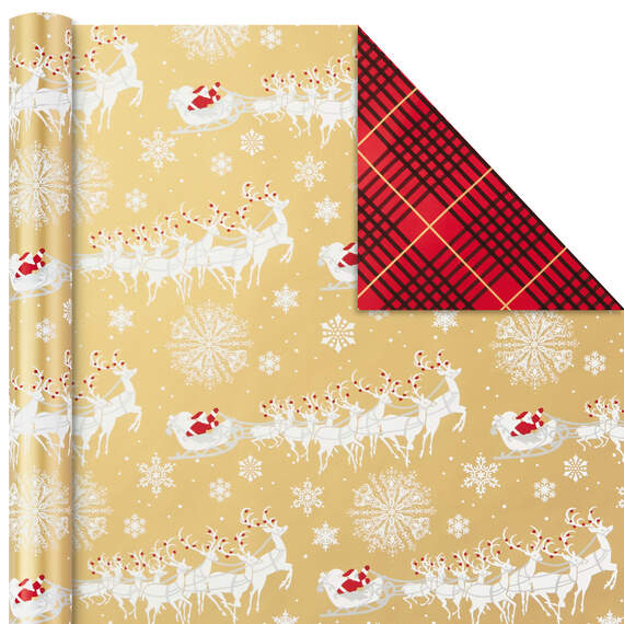 Red and Gold 3-Pack Reversible Christmas Wrapping Paper, 120 sq. ft., , large image number 6