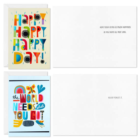 Trendy Lettering Boxed All-Occasion Cards Assortment, Pack of 12, , large image number 3