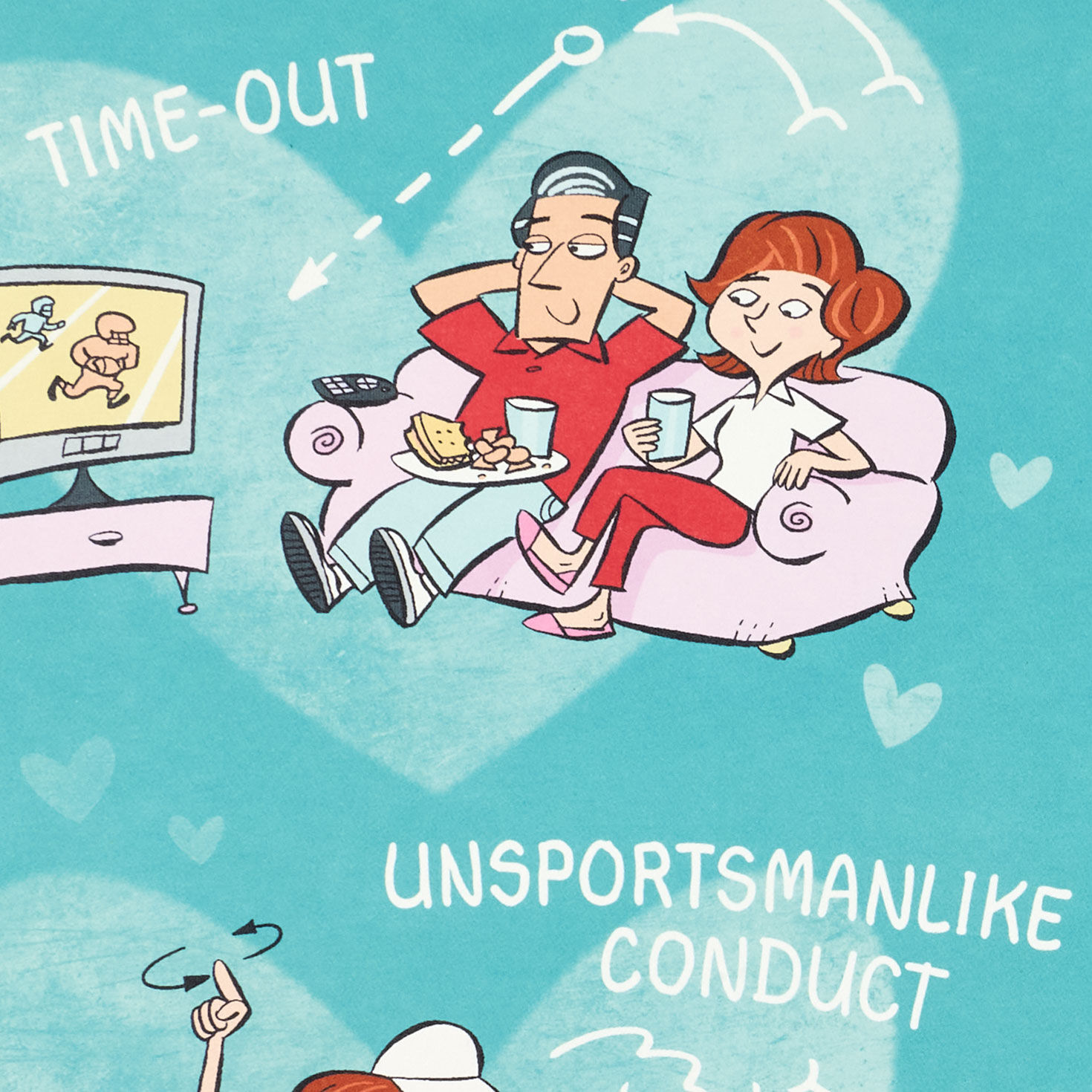 Football Lettering Teal and Red Funny Anniversary Card sentiment image number 2