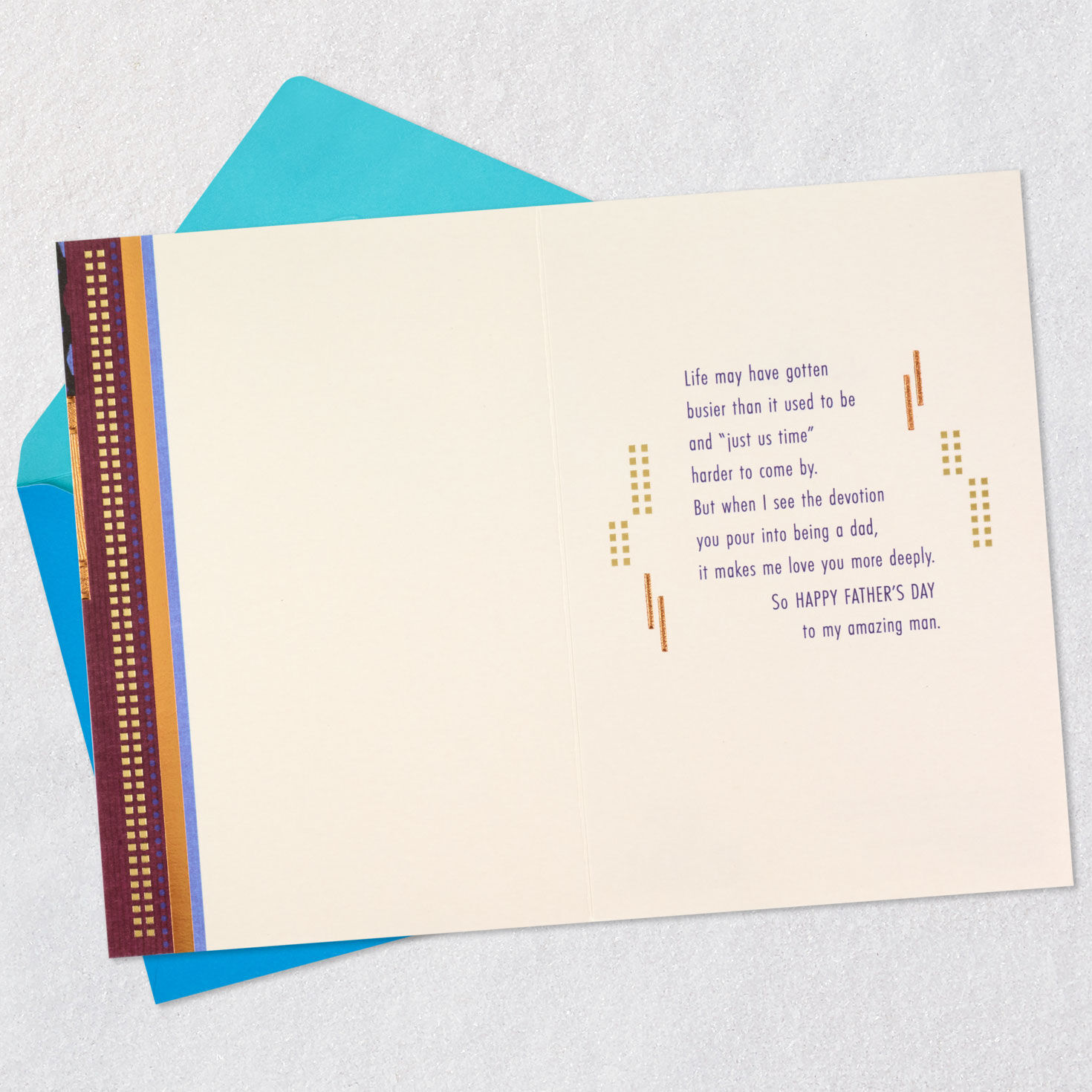 Navy and Copper Masculine Father's Day Card for Husband Open card with envelope image number 3