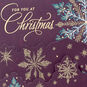 Gold and Blue Snowflakes on Purple Christmas Card Card Front Detail image number 7