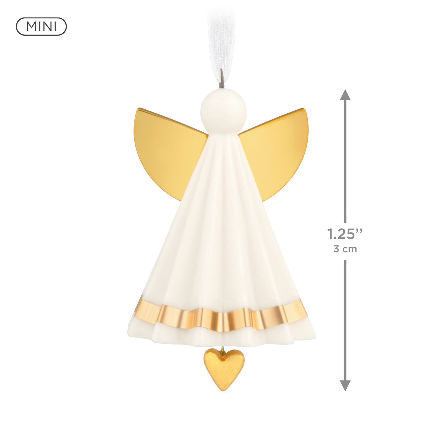 Small White and Gold Angel Keepsake Ornament measurement image number 3