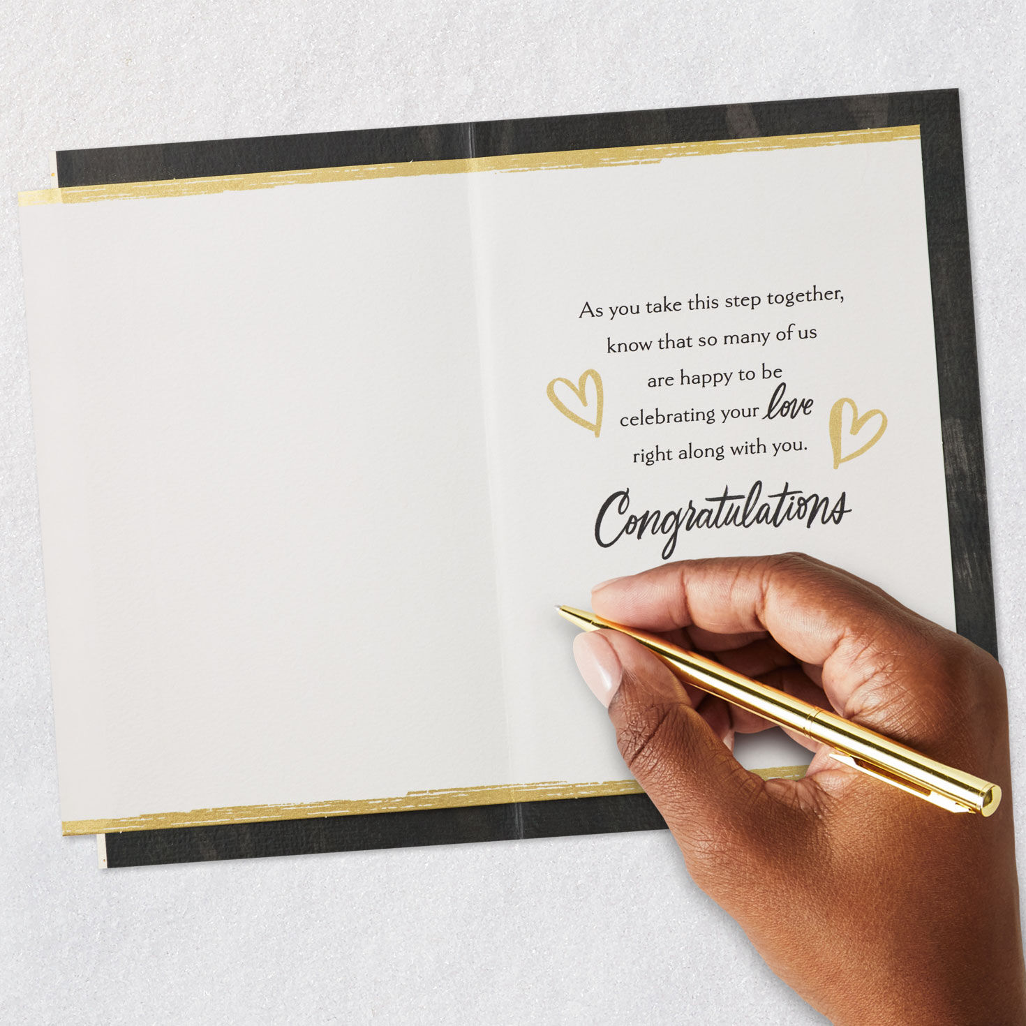 Gold Heart Black Script Wedding Card Signing card image number 6