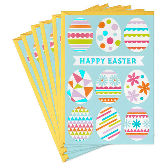 Colorful Patterned Eggs Easter Cards, Pack of 6
