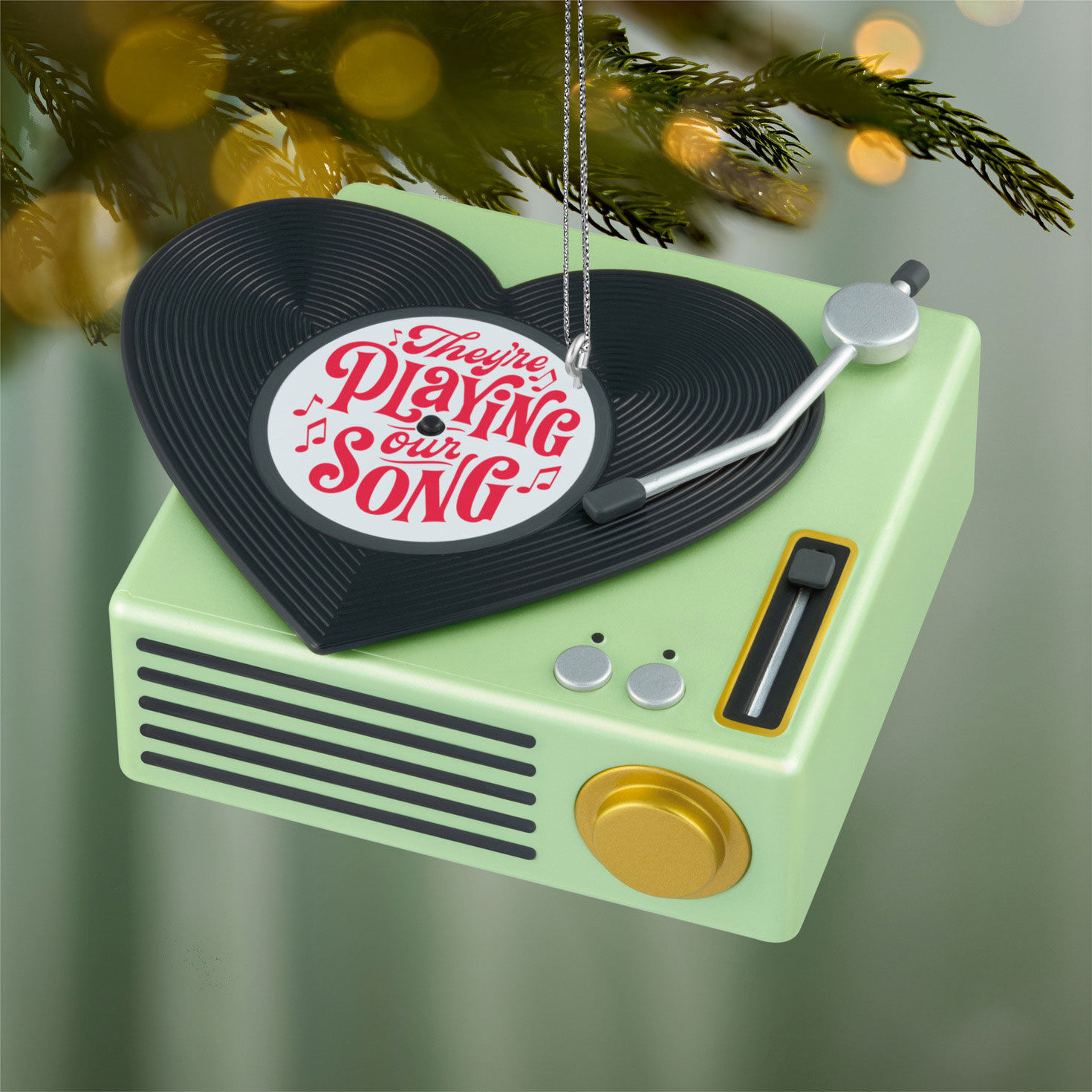 Record Player Keepsake Ornament hanging on tree image number 2
