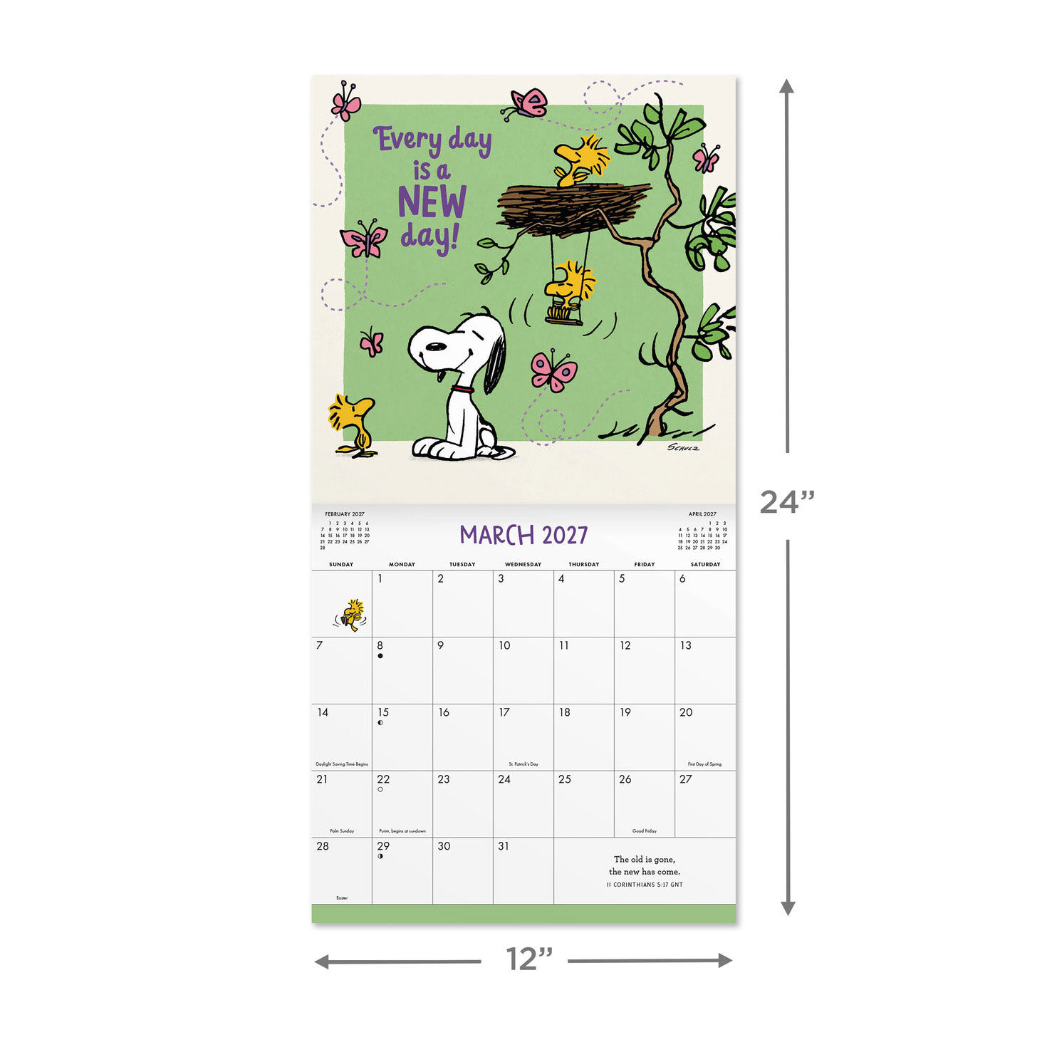 Peanuts Inspiration 2027 12-Month Wall Calendar measurement image number 4