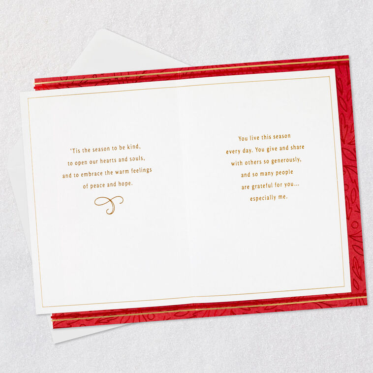 Gold and Red Holiday Card Open card with envelope image number 4