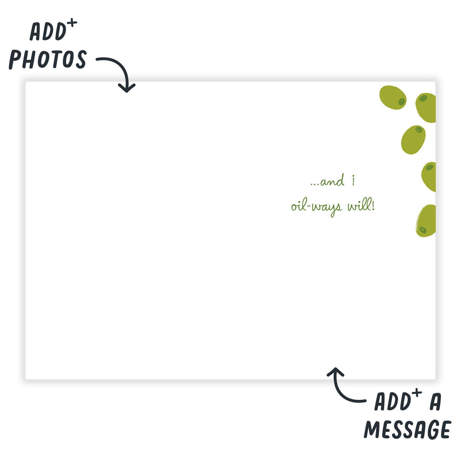 Illustrated Olive Jar Personalized Love Card Open Card indicating personalization image number 3