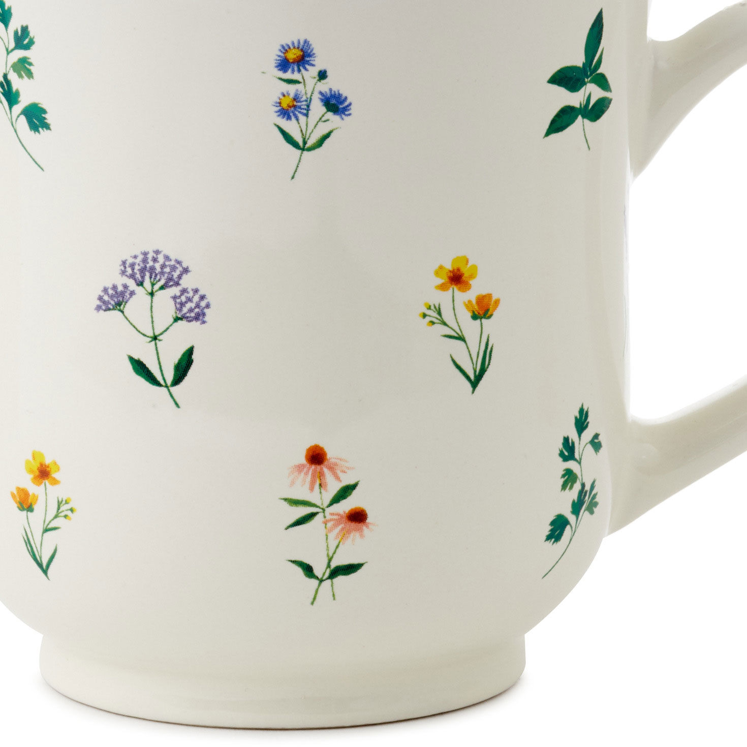 Colorful Botanicals on White Feminine Mug upclose view image number 4