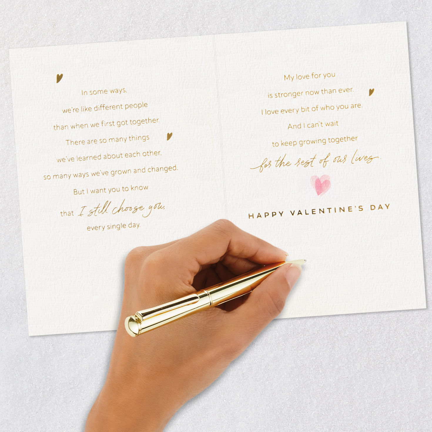 Soft Pink Hearts Valentine's Day Card for Husband Signing card image number 8