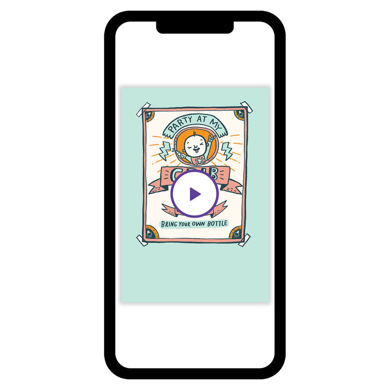 Baby Illustration Crib Party Personalized Baby Card phone with card front image number 1