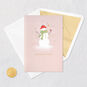 Snowman on Blush Pink Christmas Card Card Front with Envelope and Gold Seal image number 6