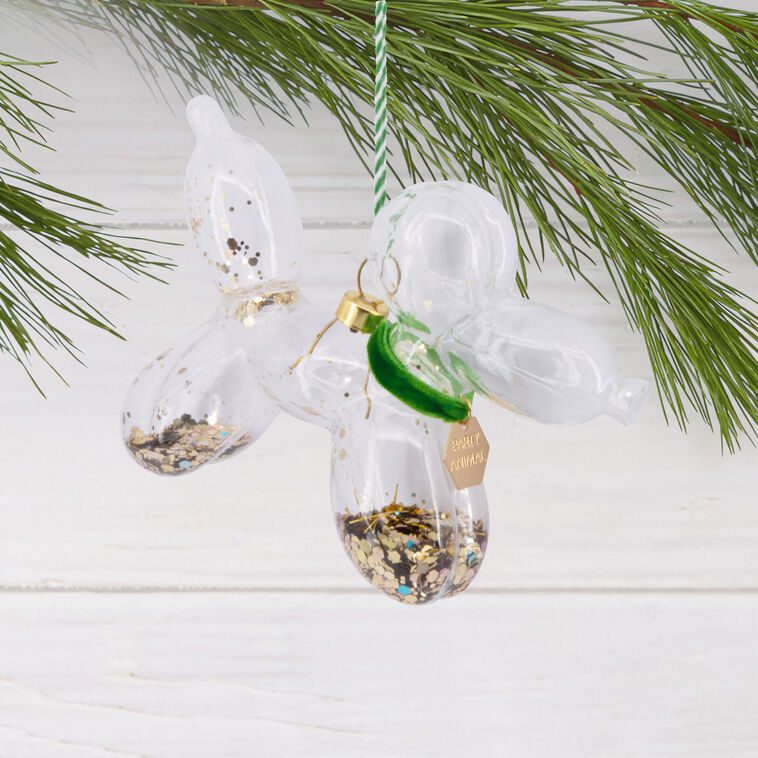 Signature Green and Gold Balloon Dog Glass Hallmark Ornament, , large image number 2