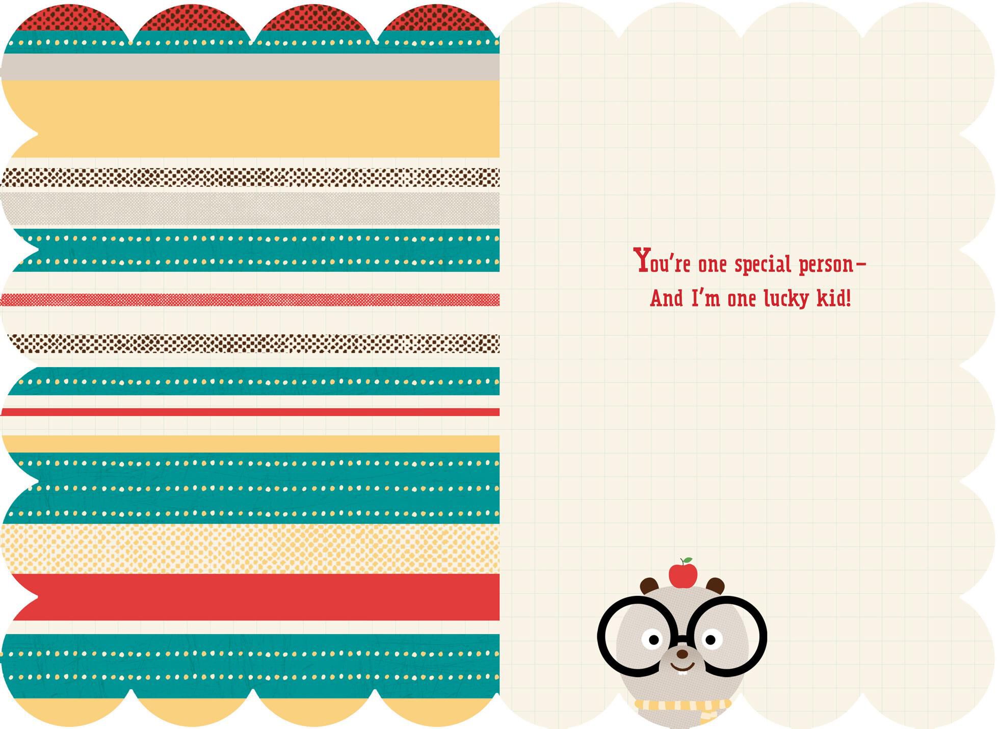 Bespectacled Beaver Teacher Appreciation Card From Child