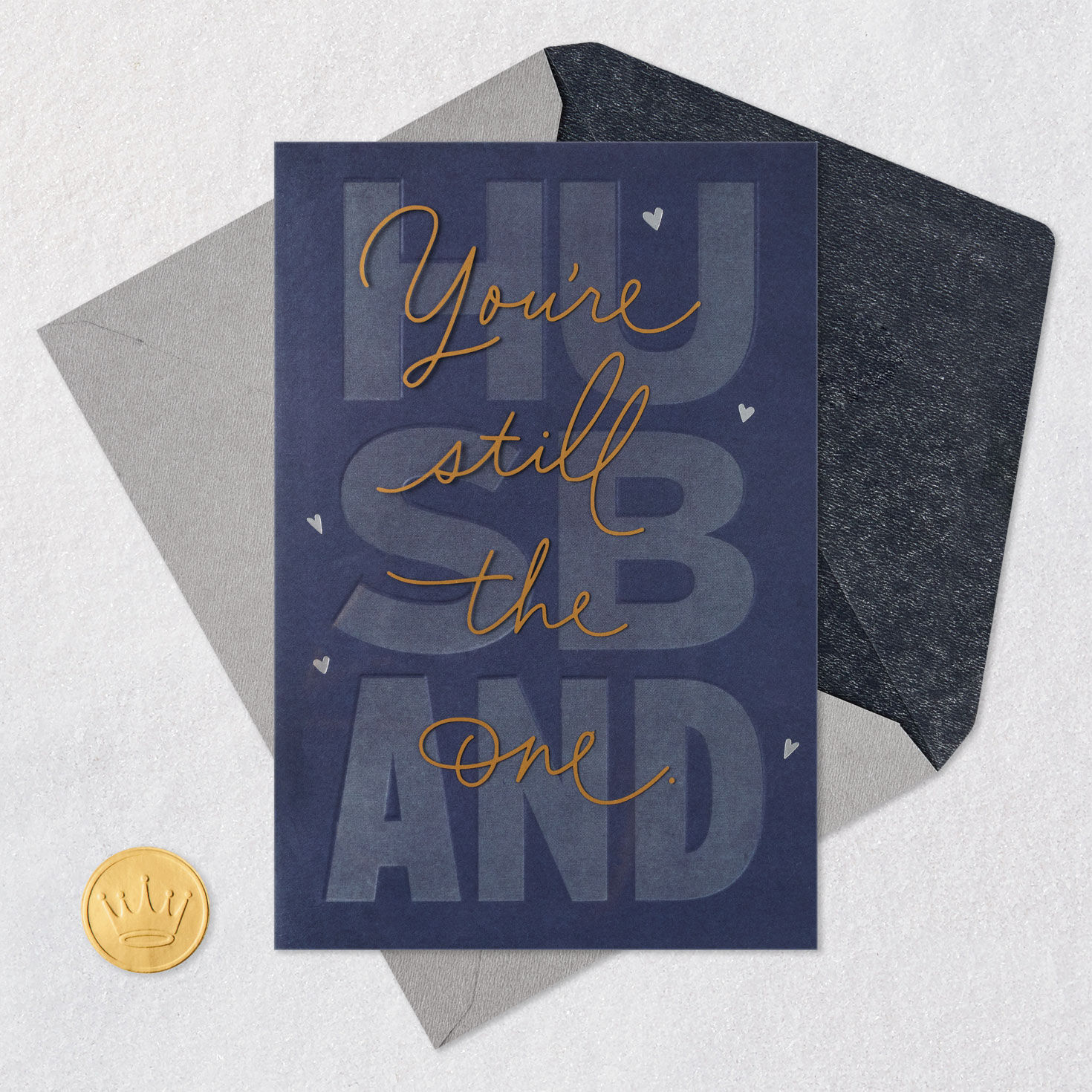 Navy Blue and Gold Script Anniversary Card Card Front with Envelope and Gold Seal image number 5