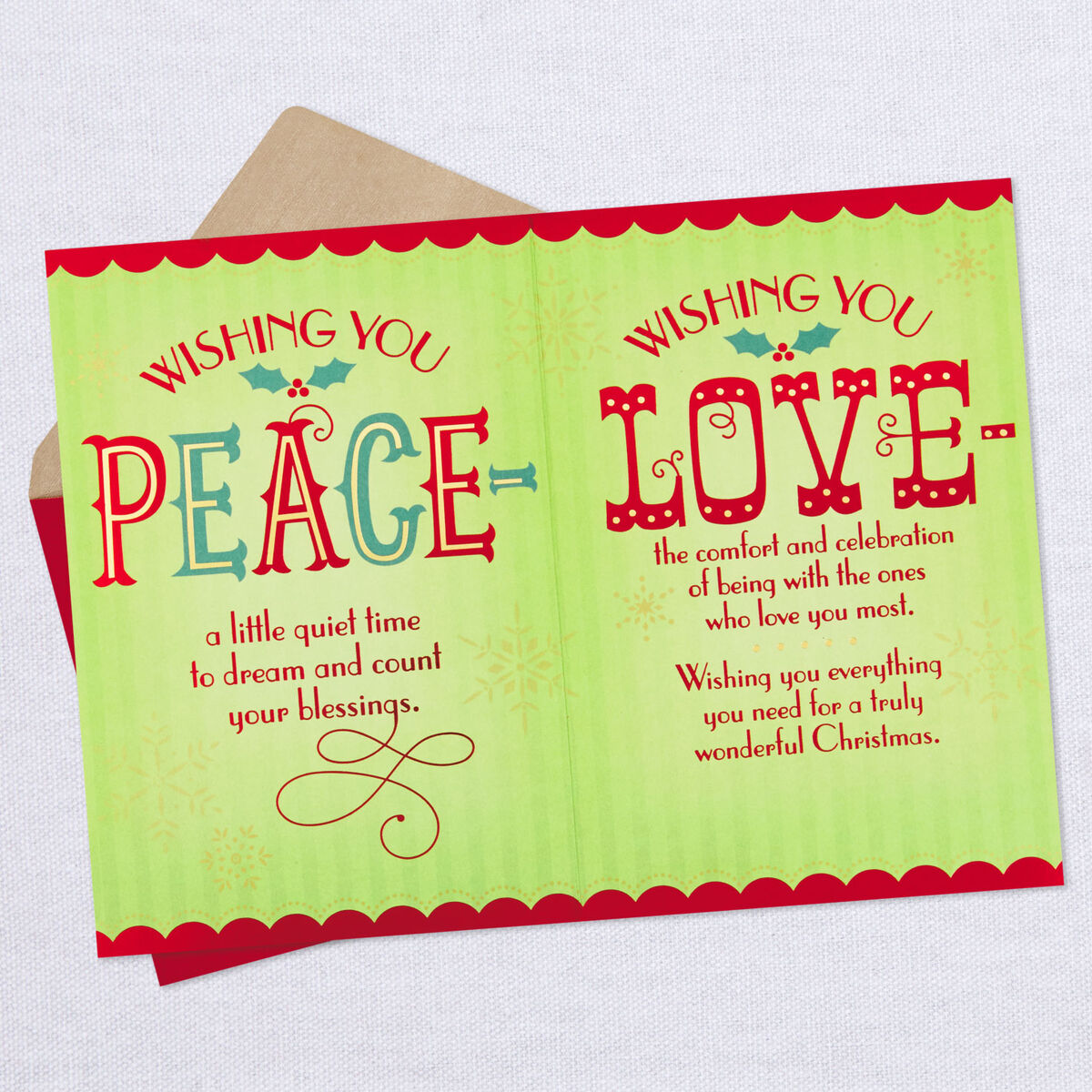 Joy, Peace and Love Christmas Card - Greeting Cards - Hallmark