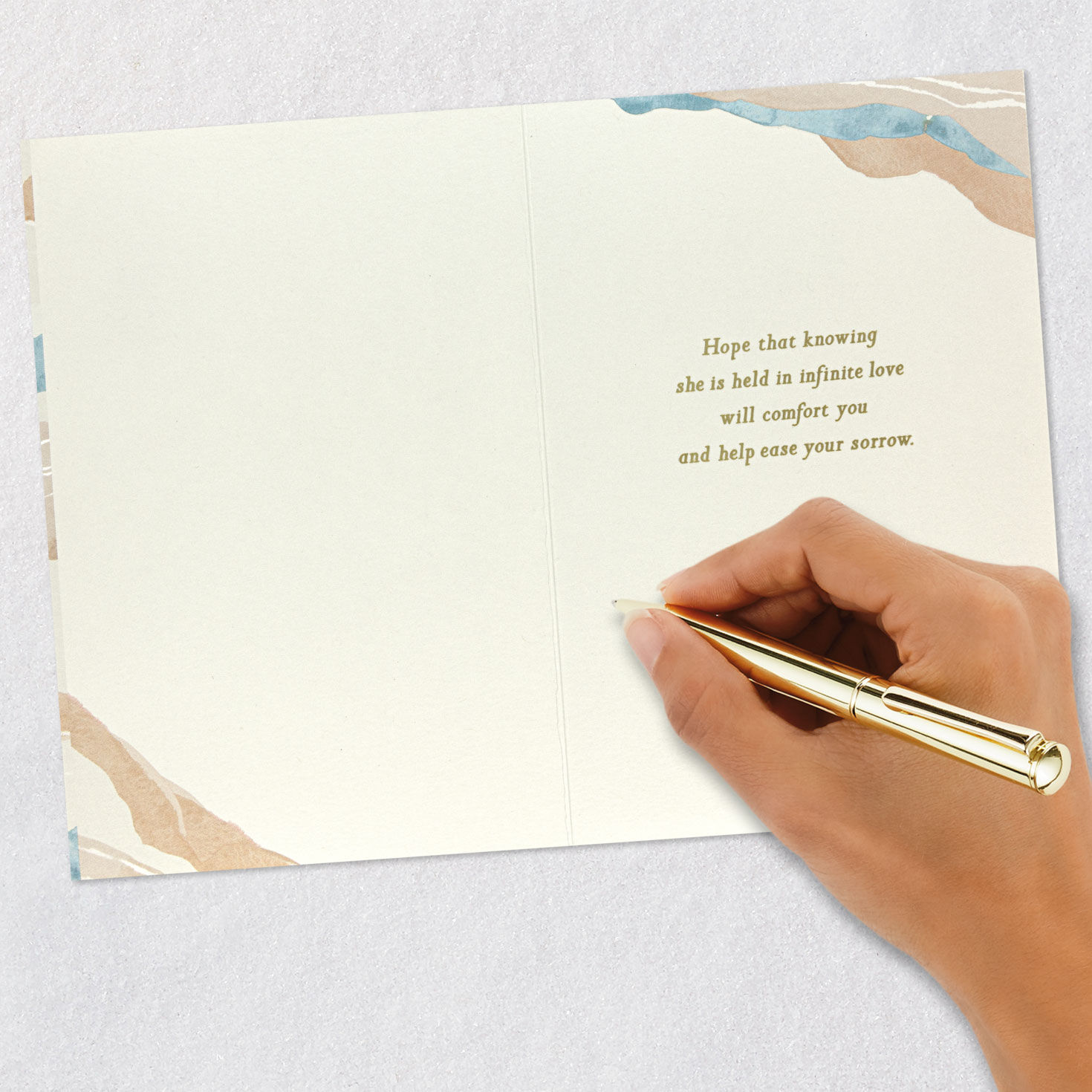 Pink and Blue Watercolor Wife Sympathy Card signing card image number 6