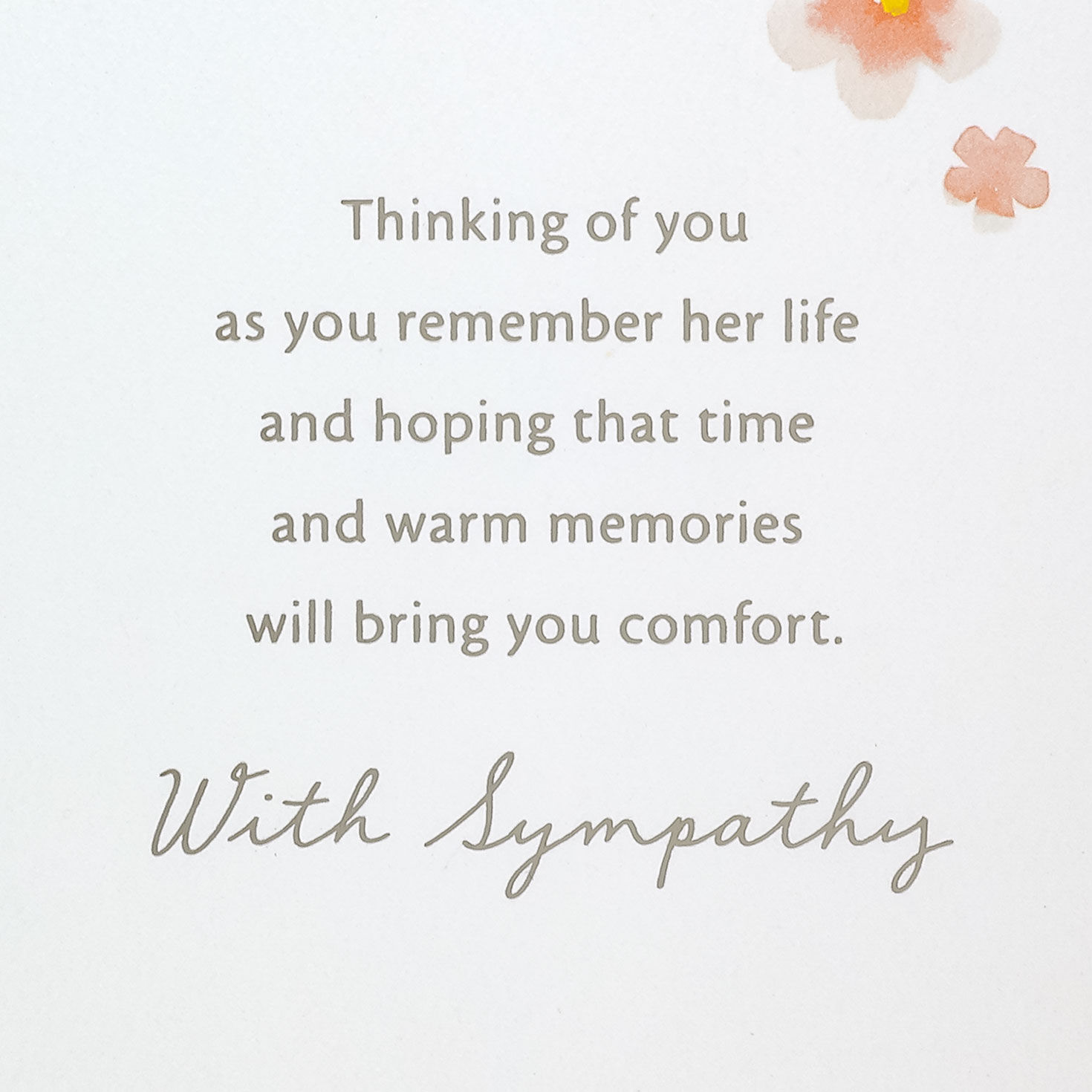 Peach Watercolor Flowers Sympathy Card for Aunt Sentiment image number 2