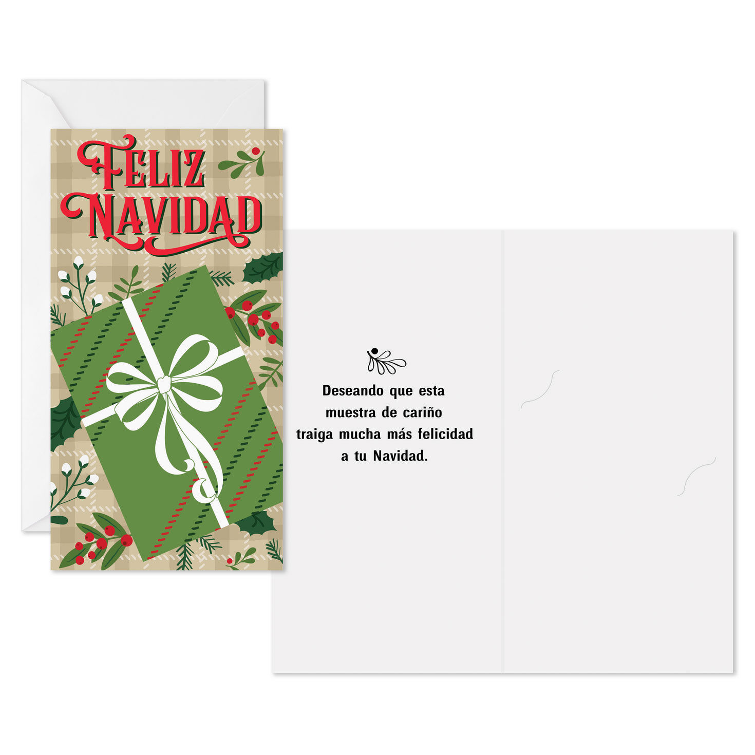 Gift on Plaid Money-Holder Christmas Cards Card Front with Sentiment image number 2