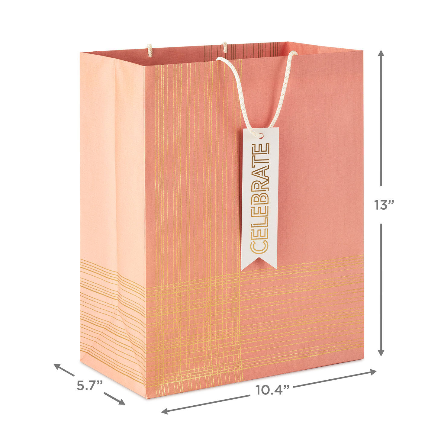 Gold Lines on Coral Large Gift Bag measurement image number 3