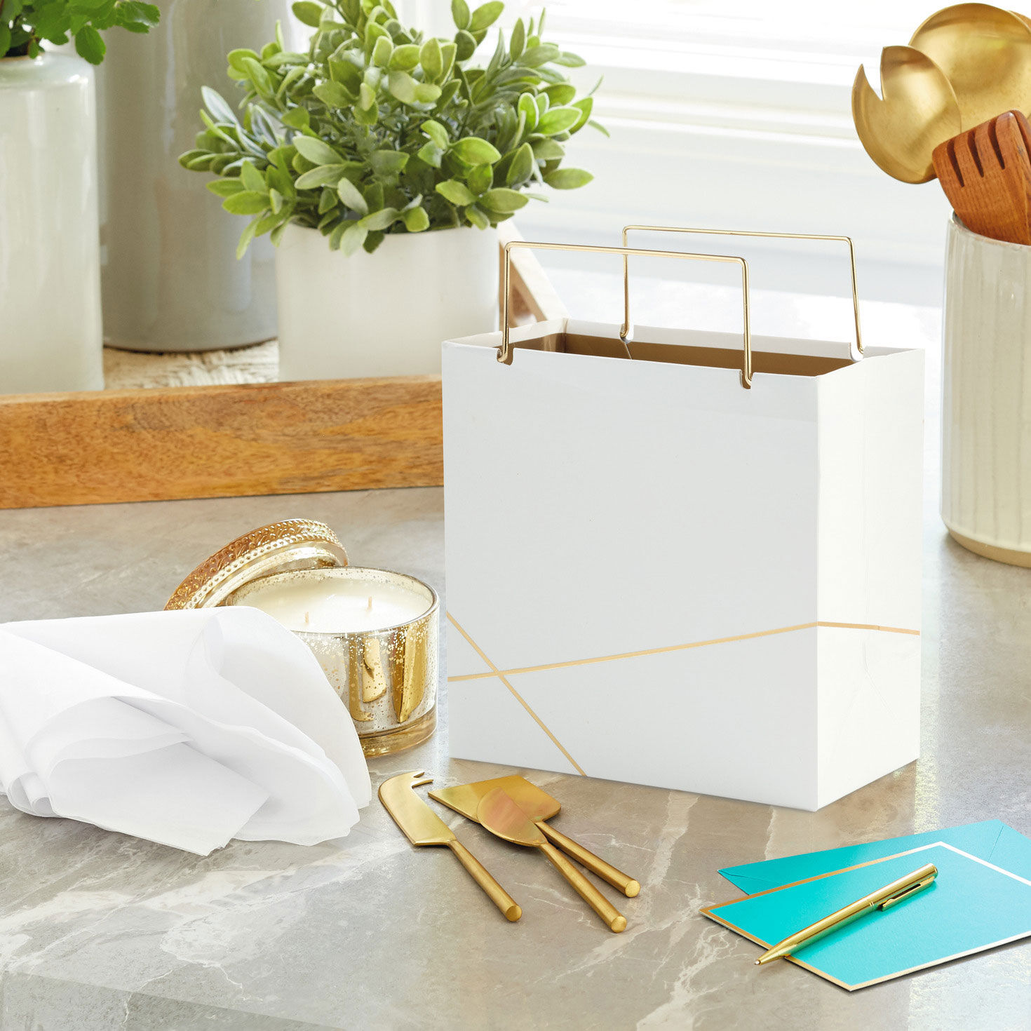 Gold small top gift bags