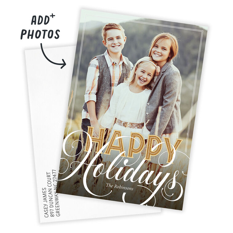 Classic Scrollwork Flat Holiday Photo Card, , large image number 3