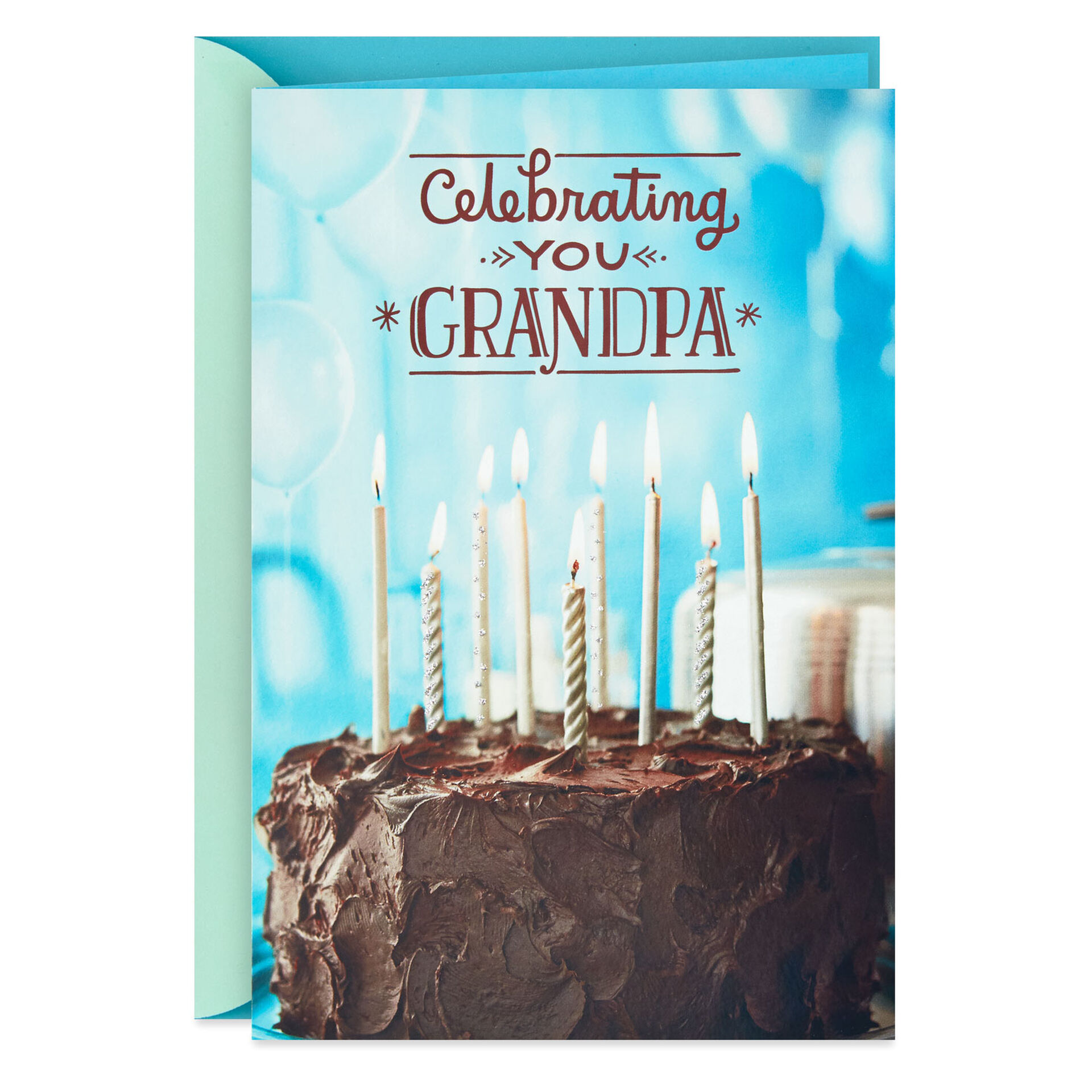 Cake, Candles and Balloons Birthday Card for Grandpa - Greeting Cards ...