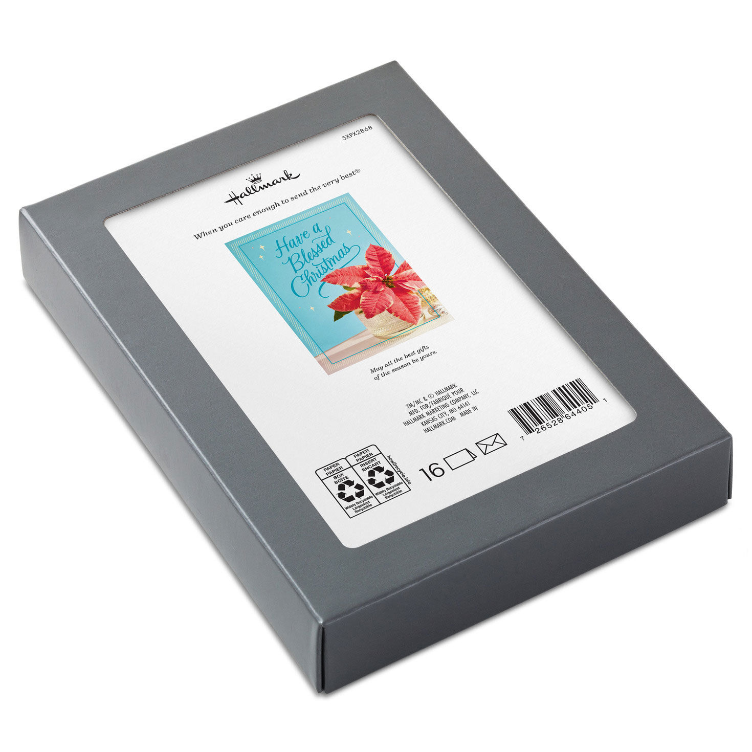 Potted Poinsettia Christmas Cards, Box of 16