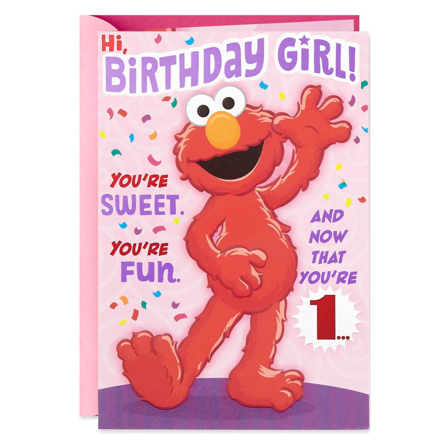 Sesame Street Elmo Sweet Girl Pop Up 1st Birthday Card Greeting