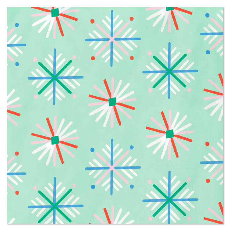 Colorful Snowflakes on Mint Dinner Napkins, Pack of 20