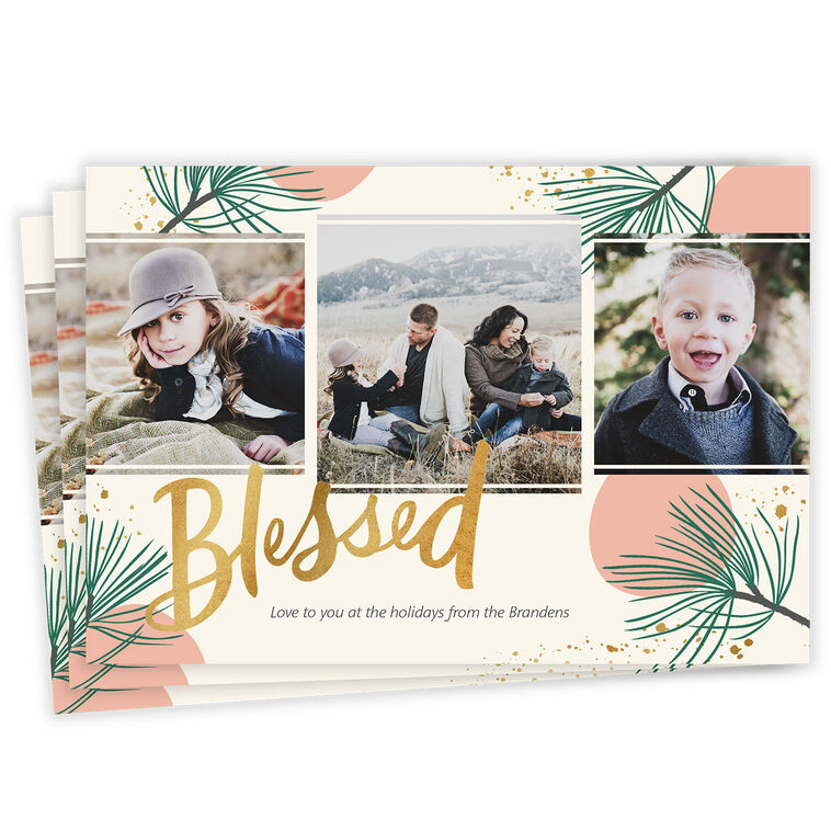 Blessed Yule Flat Christmas Photo Card