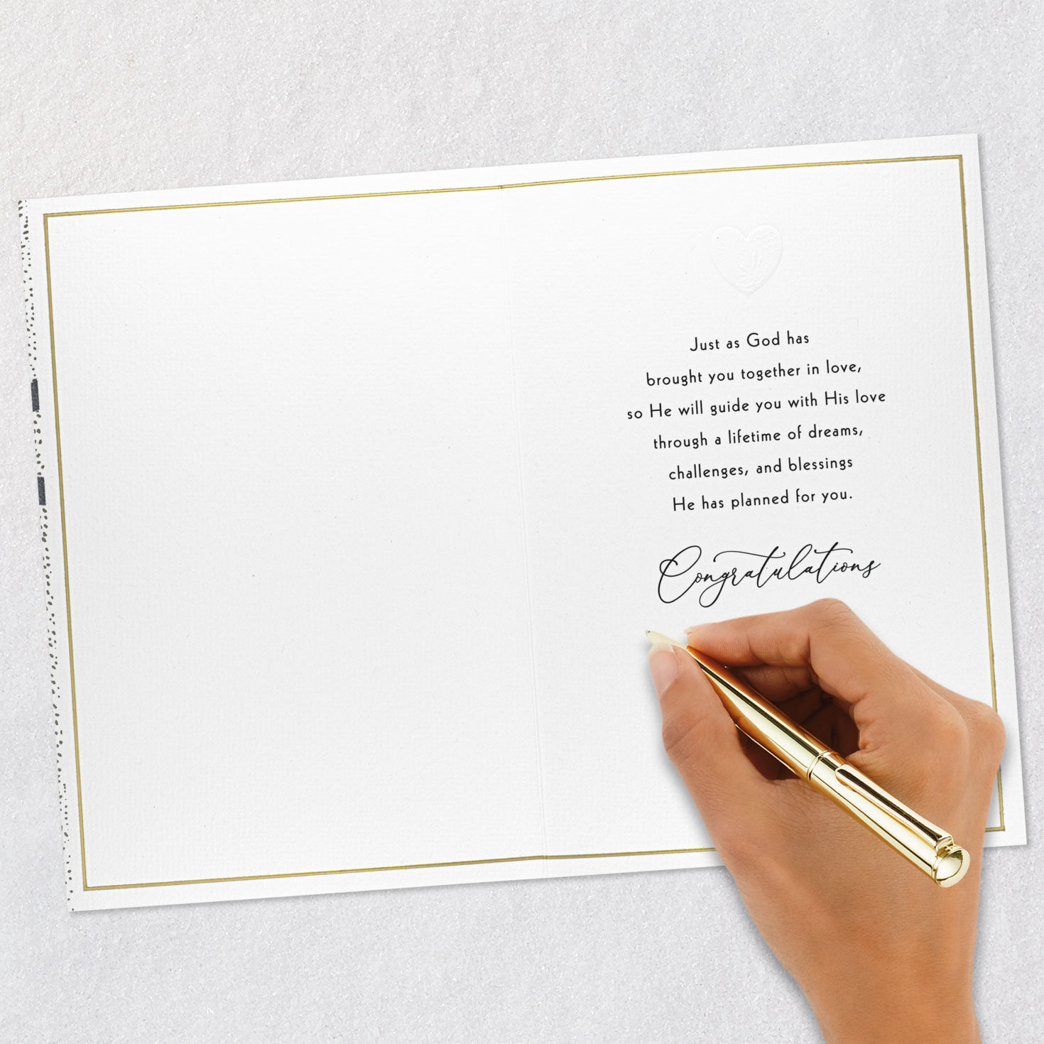 Silver and Gold Geometric Christian Wedding Card signing card image number 6