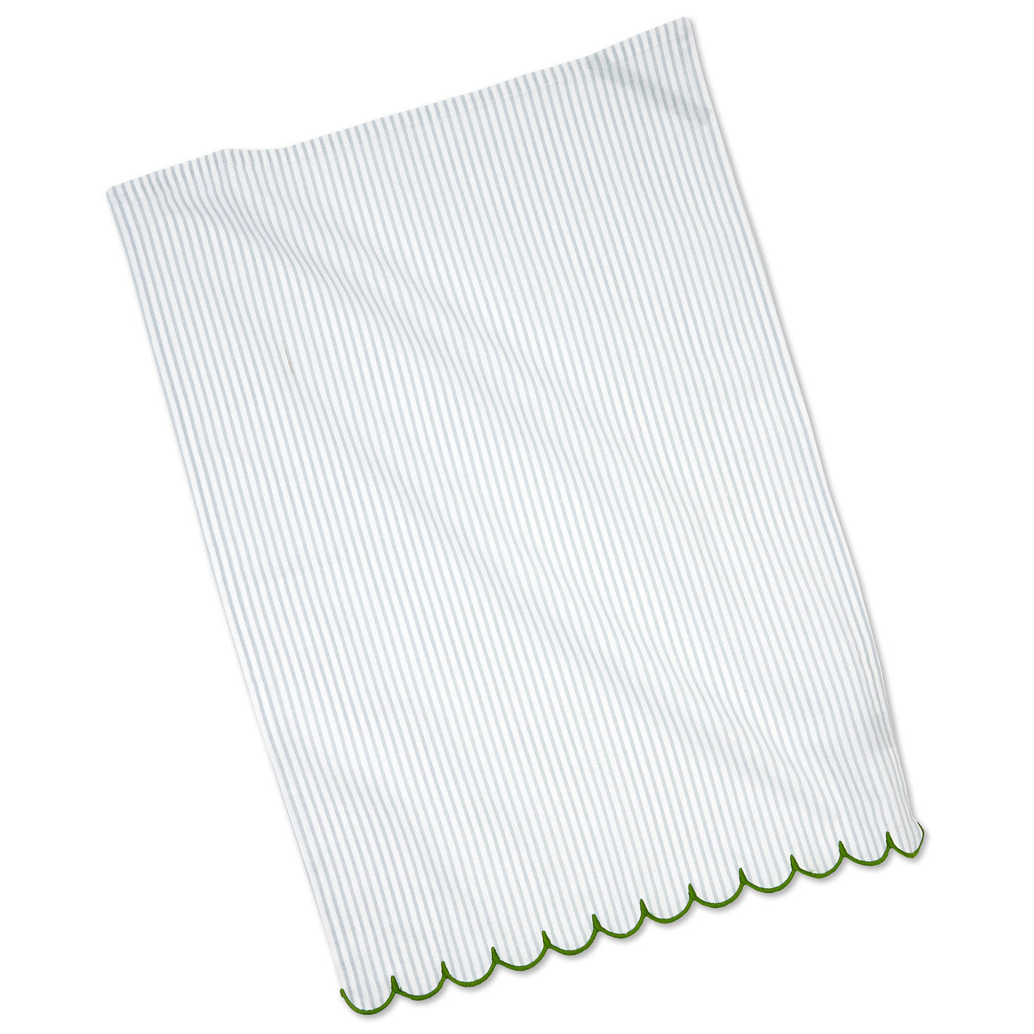 Blue Floral and Blue Stripe Scalloped Tea Towel Set flat image number 3