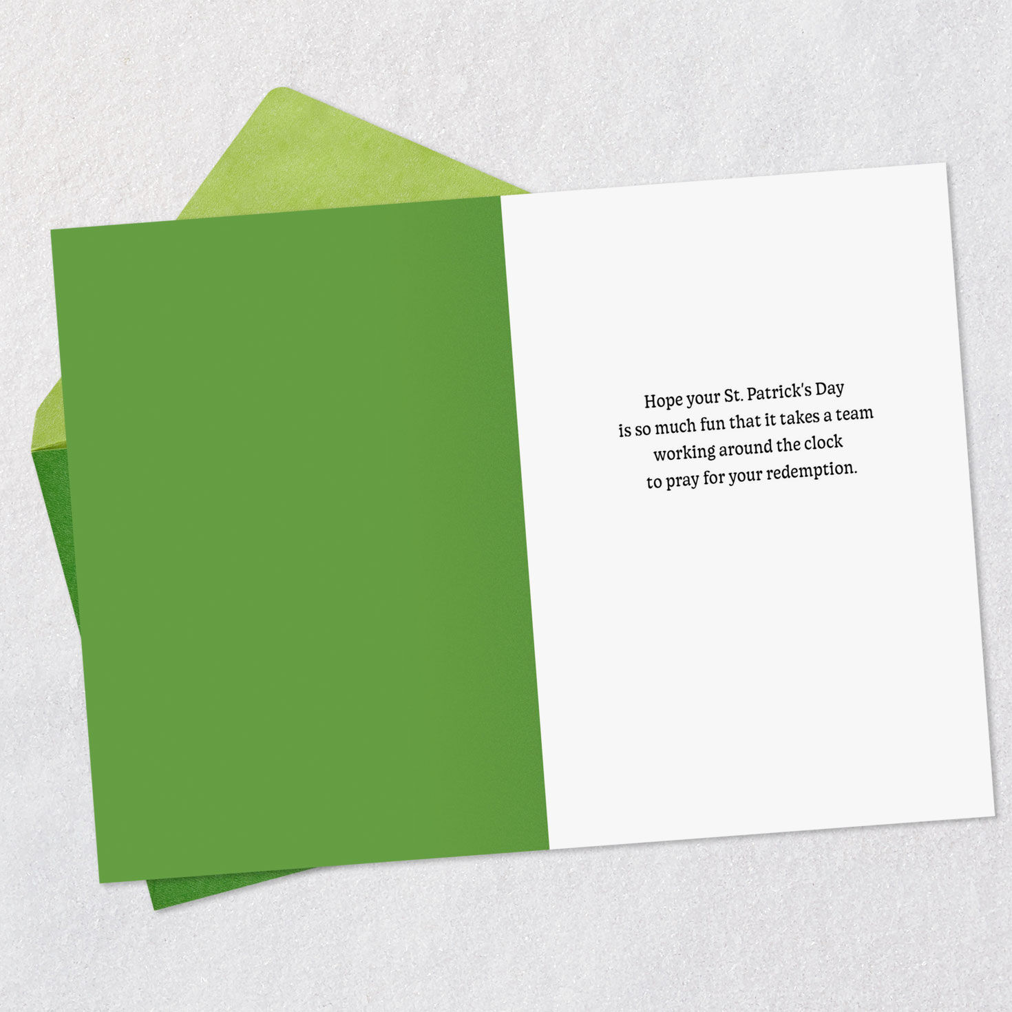 Nuns With Pained Looks Funny St. Patrick's Day Card Open card with envelope image number 3