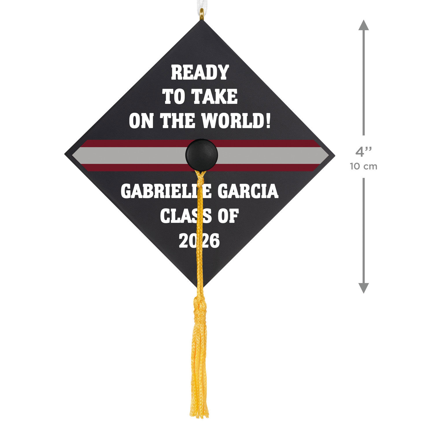 Graduation Cap Text Personalized Keepsake Ornament measurement image number 4