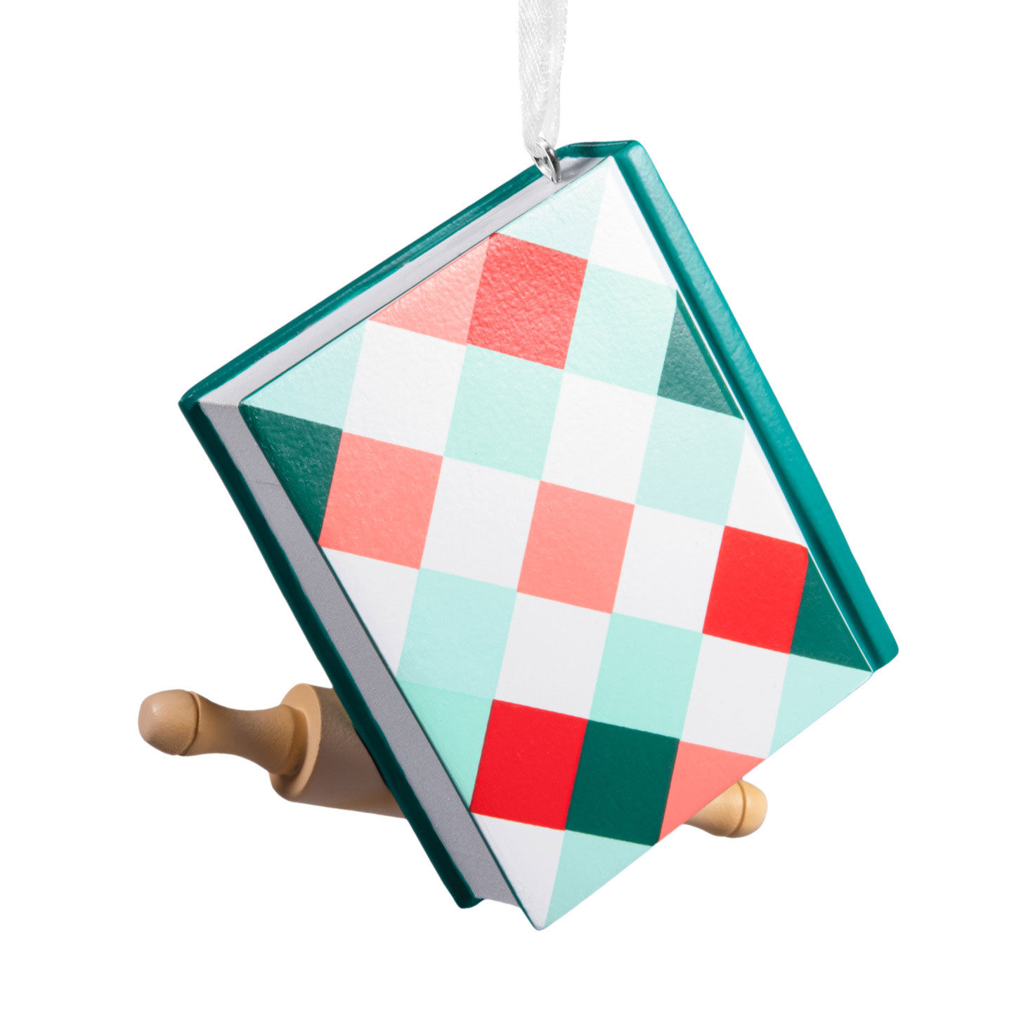 Plaid Christmas Cookbook and Rolling Pin Ornament Back image number 6