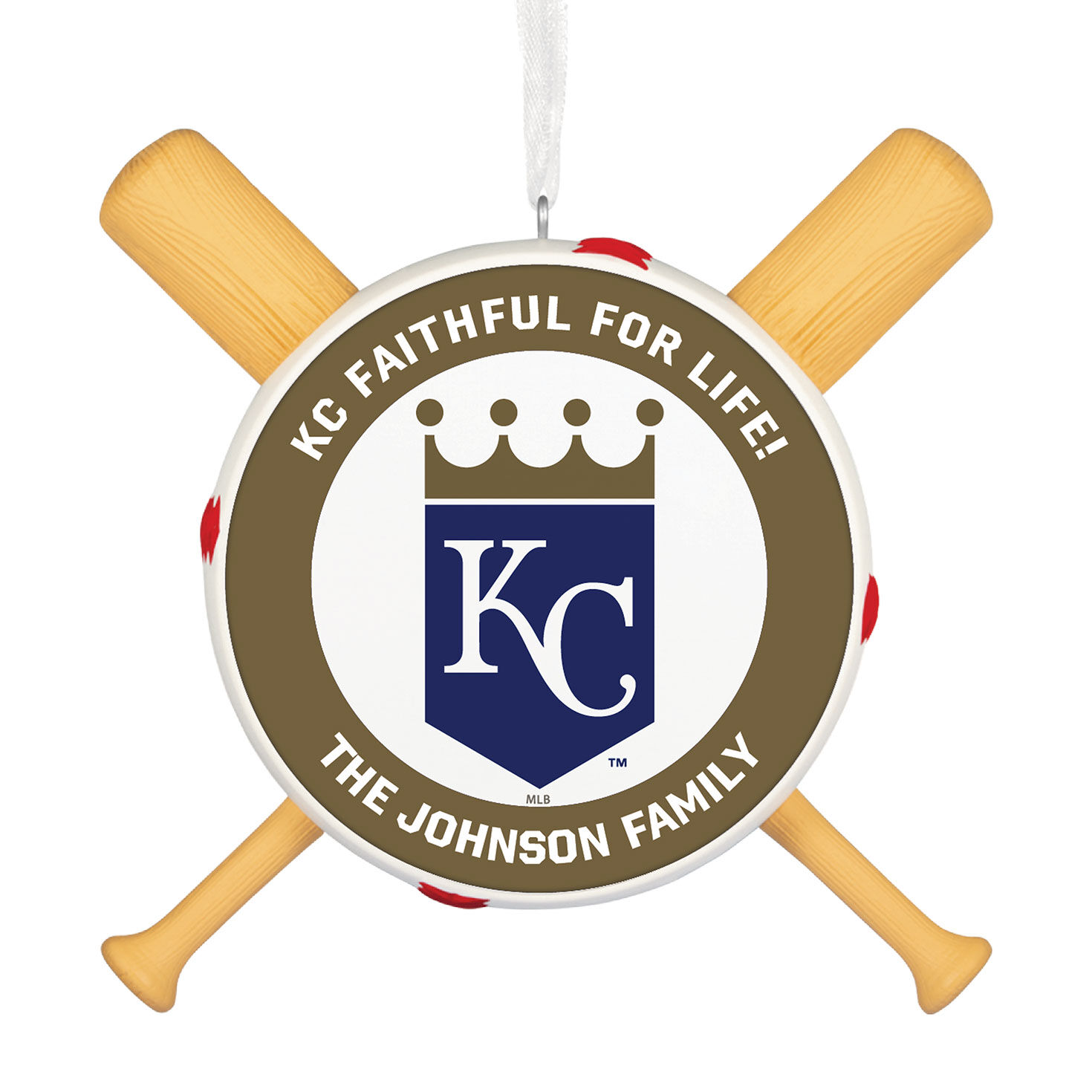 MLB Kansas City Royals™ Baseball Personalized Ornament, Custom Text