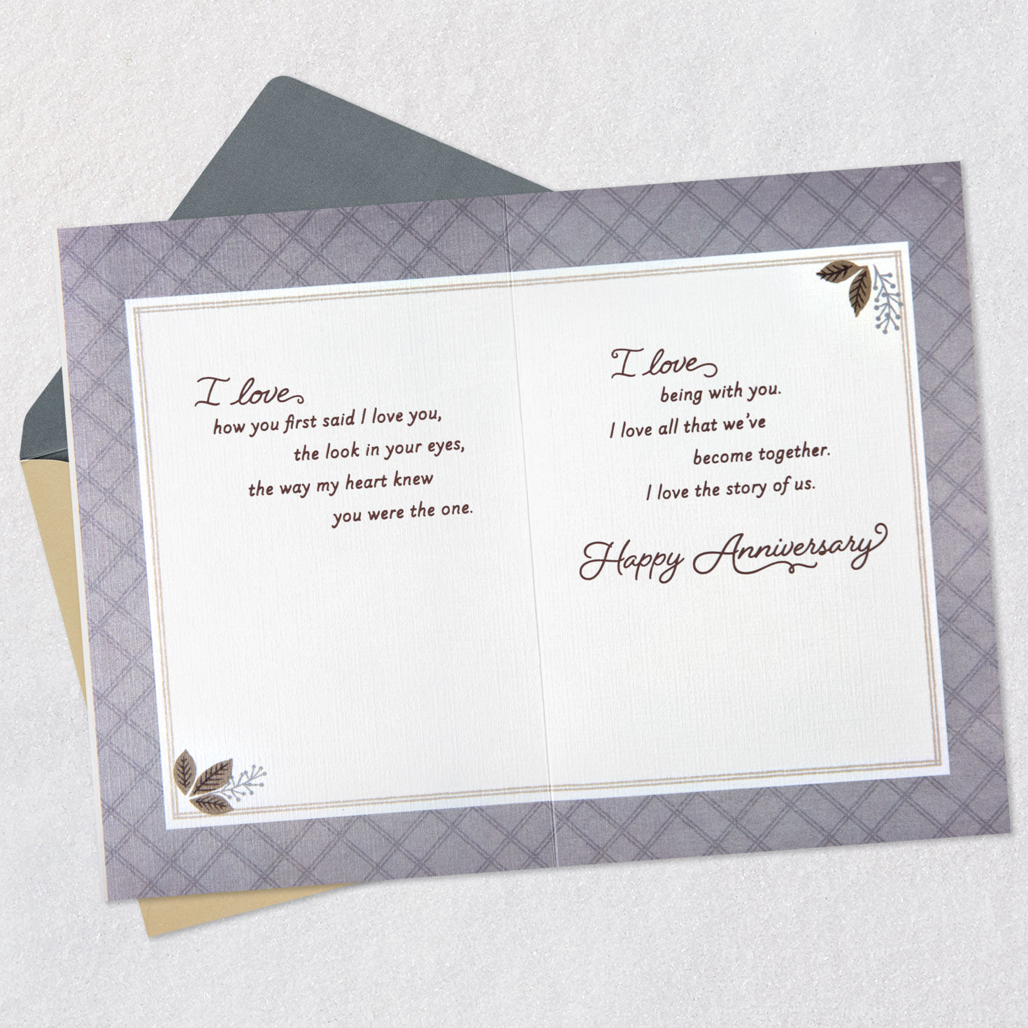 Champagne Flutes and Flowers Anniversary Card for Spouse Open card with envelope image number 4