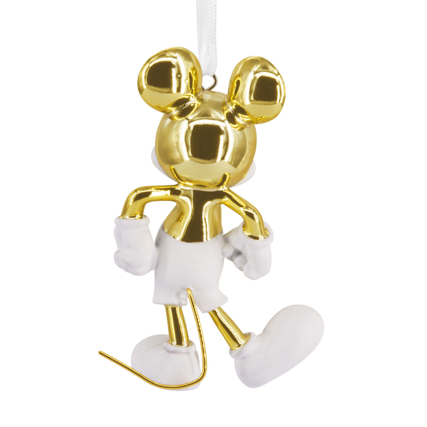 White Gold Mickey Mouse Christmas Ornament back image number 6
