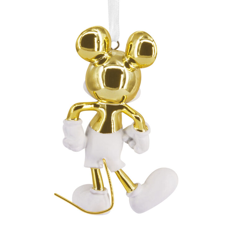 White Gold Mickey Mouse Christmas Ornament back image number 6