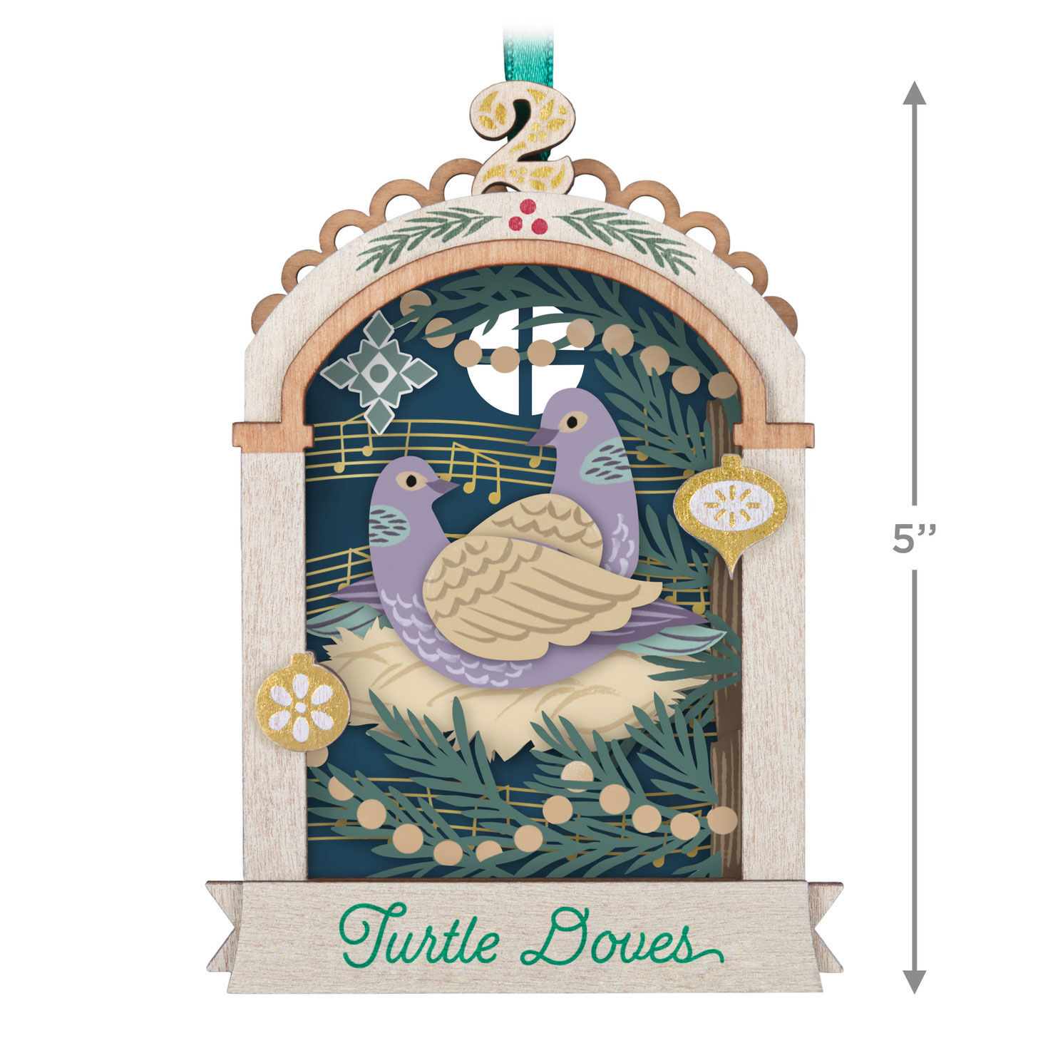 Two Turtle Doves Keepsake Ornament measurement image number 3
