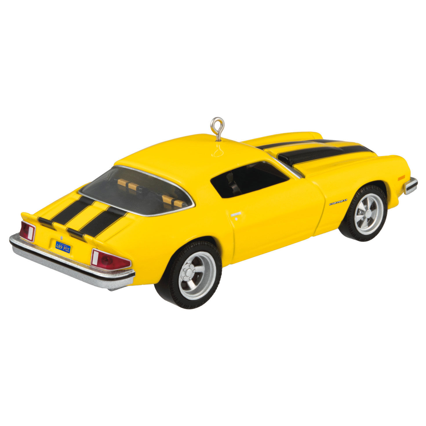 Black Yellow Vintage Sports Car Keepsake Ornament Back image number 6