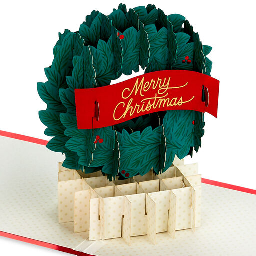 Merry Christmas Wreath 3D Pop-Up Christmas Card, 