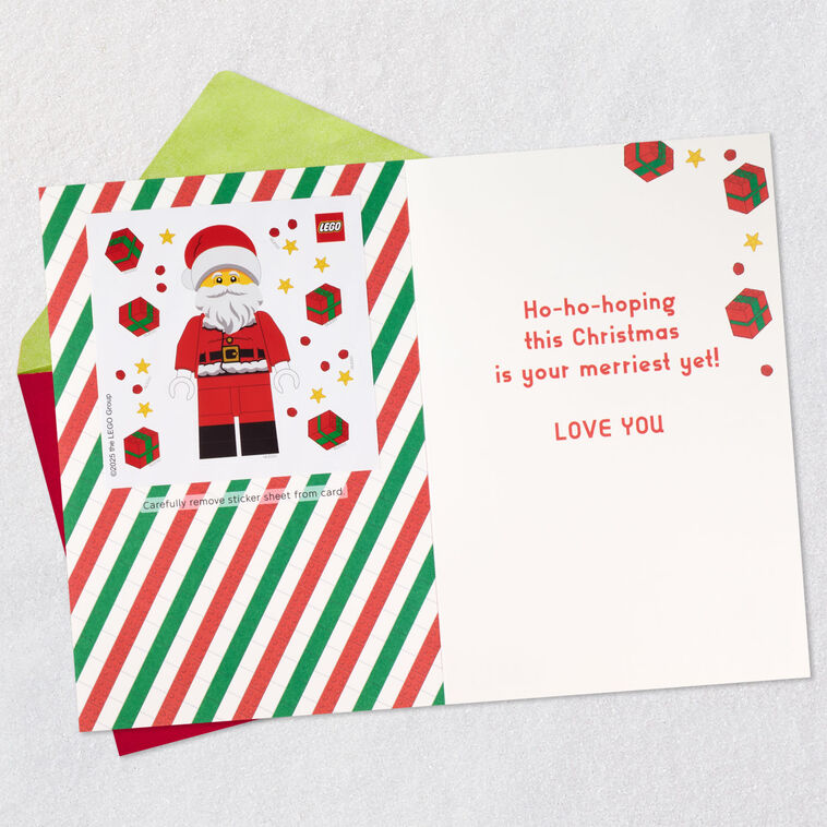 Lego Brick Santa Stickers Grandson Christmas Card Open card with envelope image number 3
