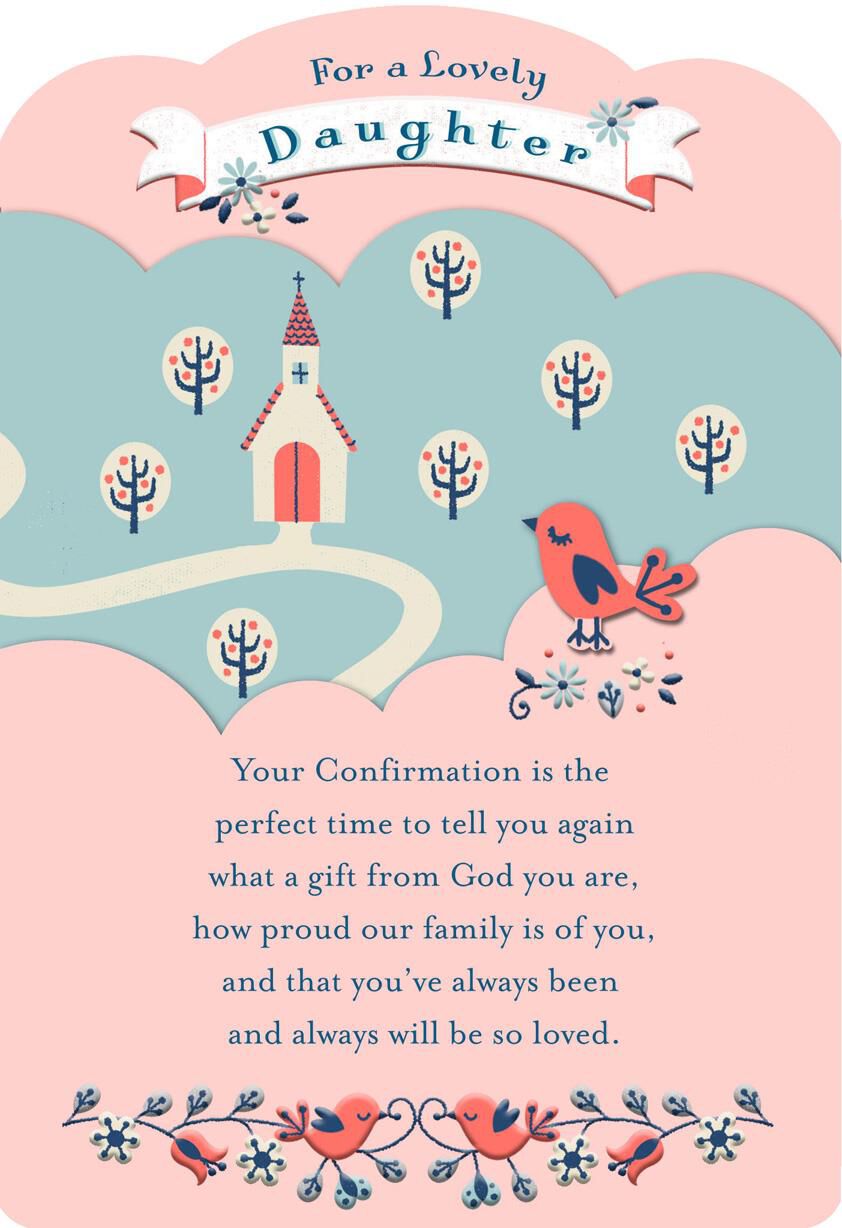 Church on the Hill Religious First Communion Card for Daughter