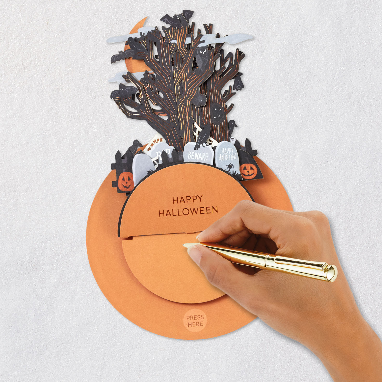 Spinning Graveyard Musical Halloween Pop-Up Card Signing card image number 10